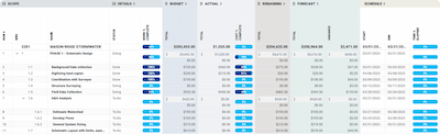 Project details view in InScope application